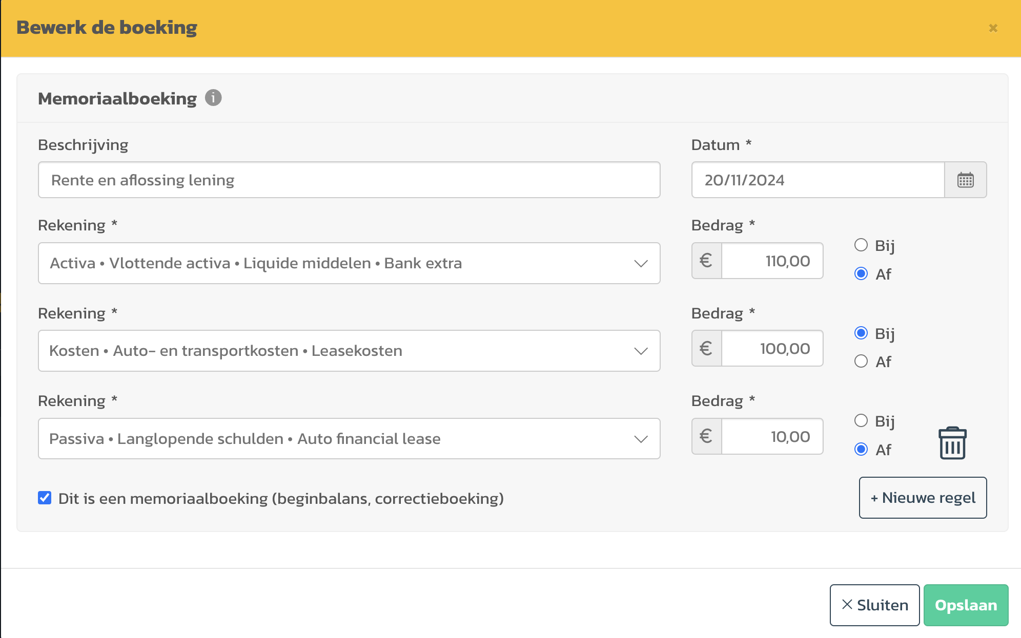 Een lening of lease met aflossing inboeken | Rompslomp